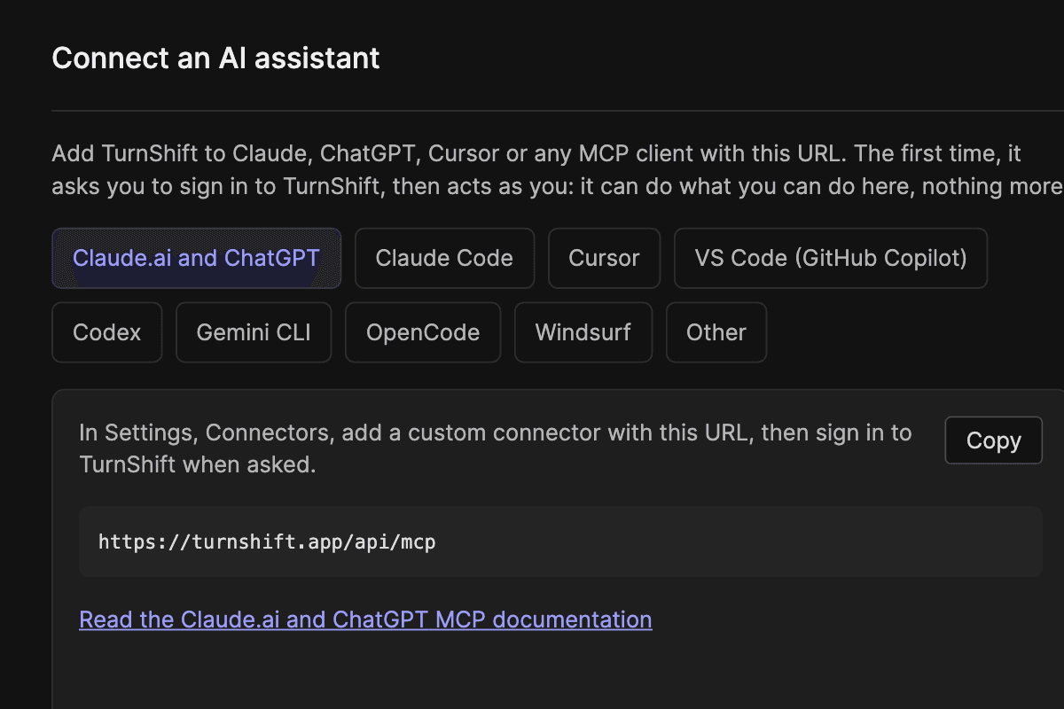 Einstellungen > API: die Einrichtung für Claude, ChatGPT und andere Assistenten