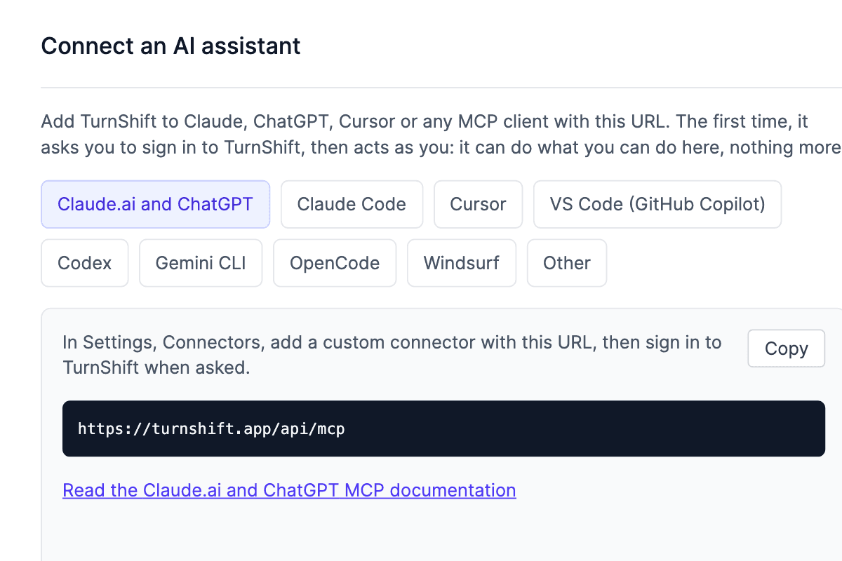 Einstellungen > API: die Einrichtung für Claude, ChatGPT und andere Assistenten