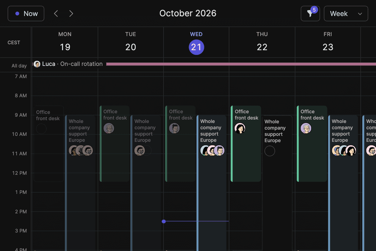 Screenshot of the TurnShift calendar week view