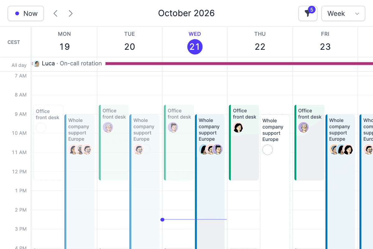 Screenshot of the TurnShift calendar week view