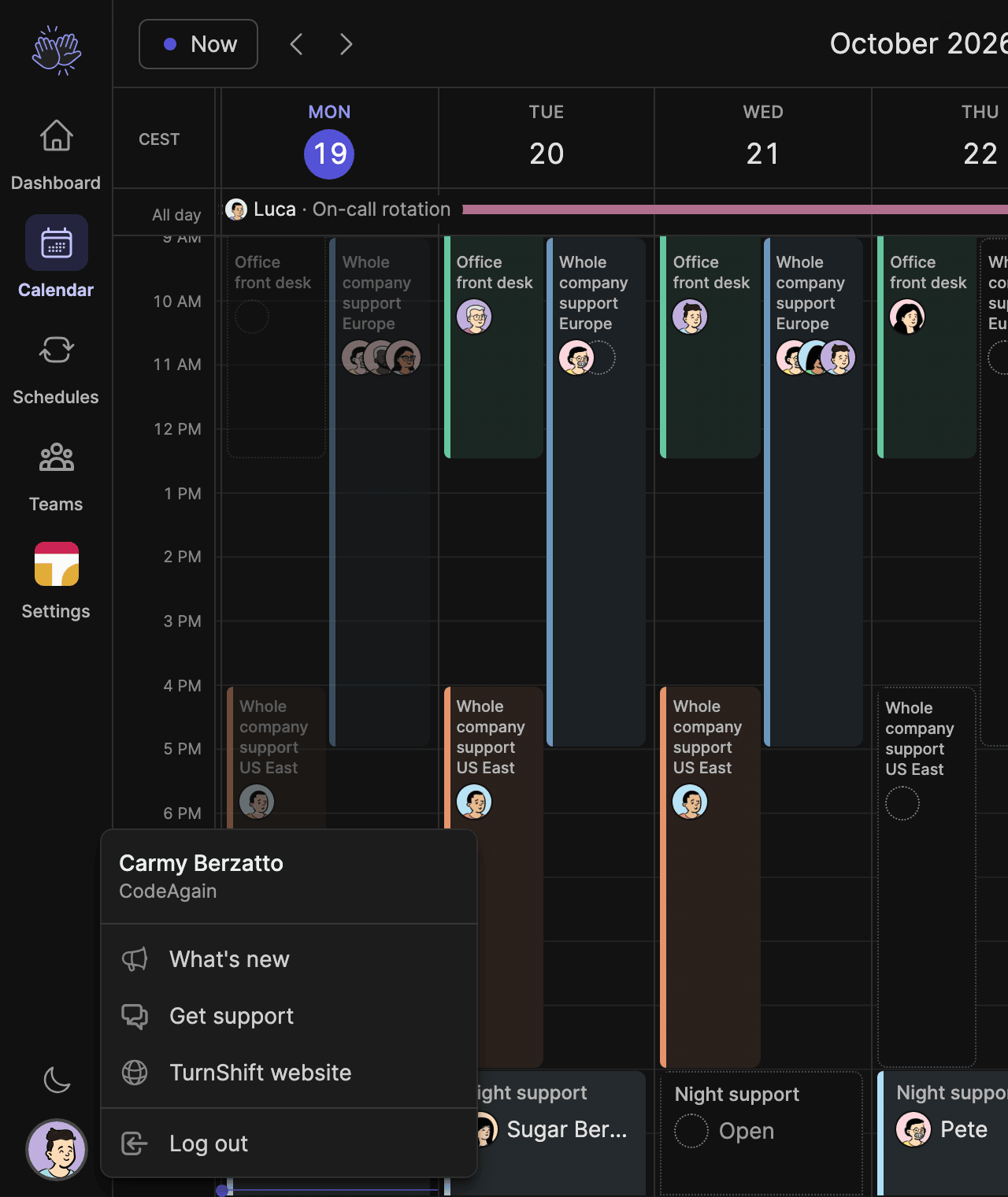 The new navigation, with the account menu open