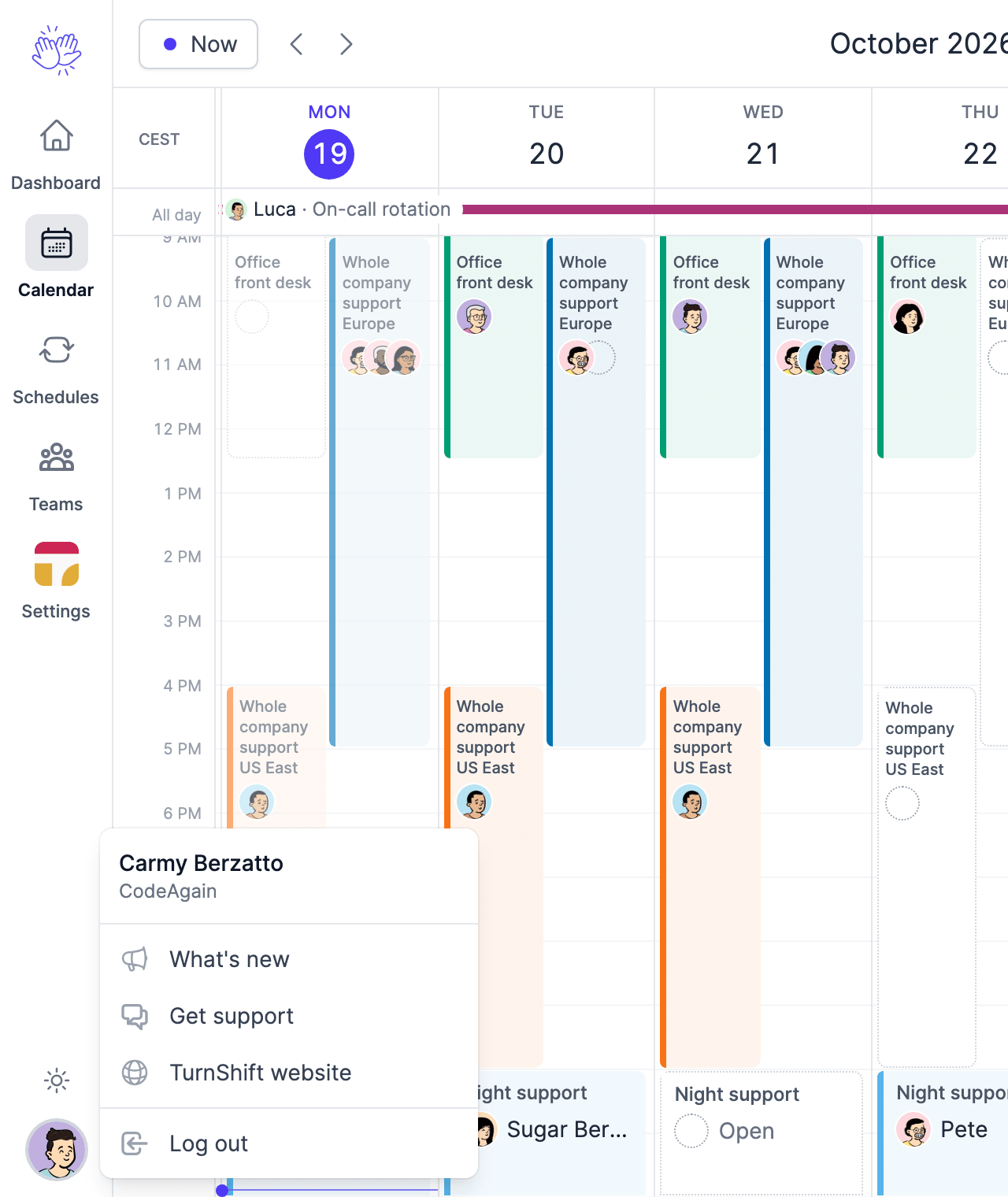 The new navigation, with the account menu open