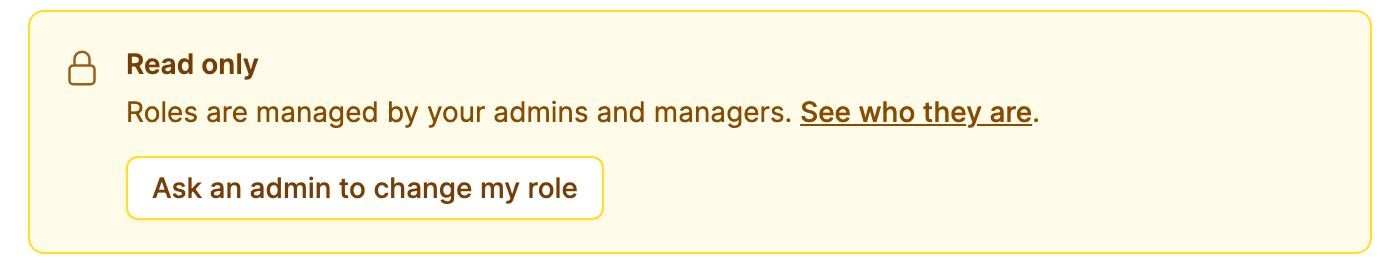 Der Hinweis Nur Leserechte mit dem Button Admin bitten, meine Rolle zu ändern
