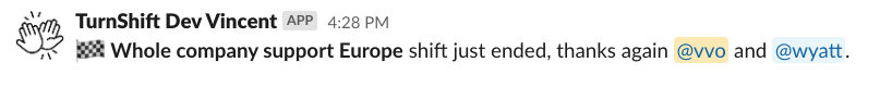 Shift end notification in Slack