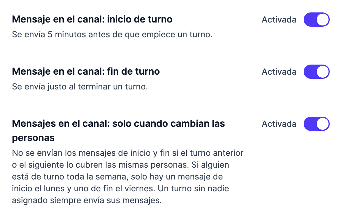 El ajuste «solo cuando cambian las personas» en las notificaciones de un horario