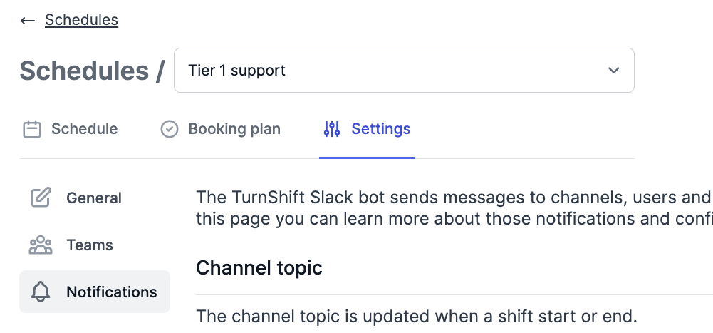 The schedule notifications settings