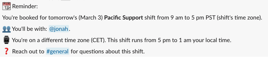 Next day booking notification in Slack, with the time zone difference